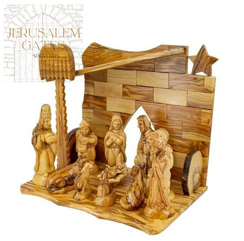 Simple Olive Wood Nativity Set